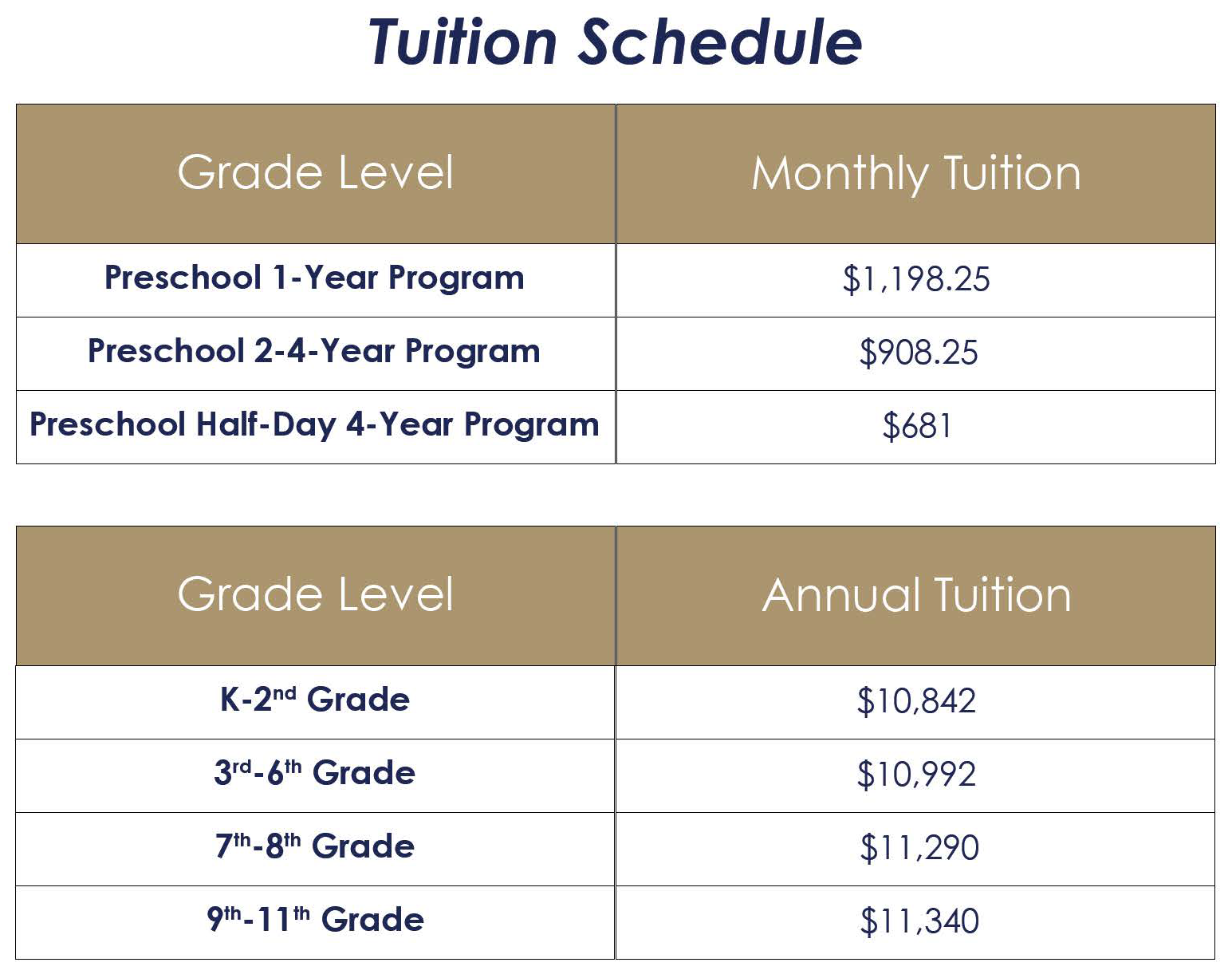Tuition & Fees - Calvary Christian Academy